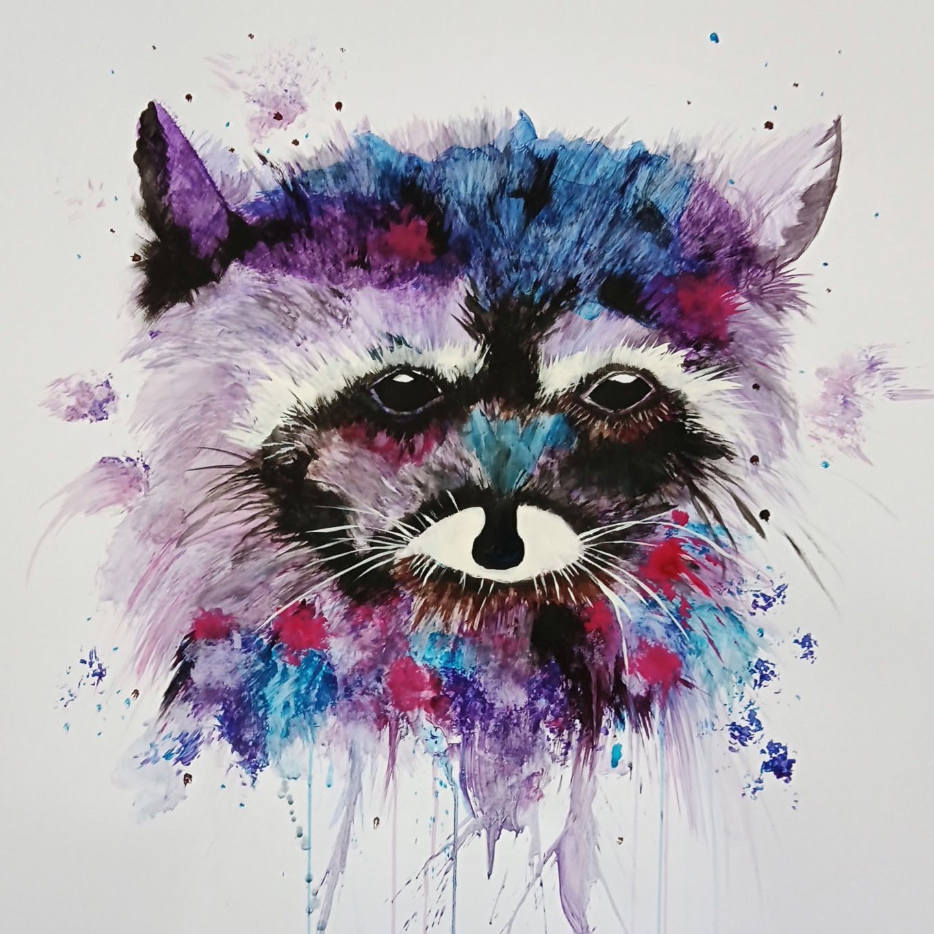 Gouache-Gemälde Waschbär